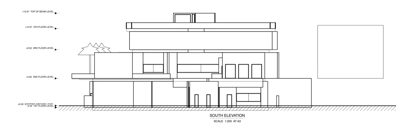 The south elevation of the same building